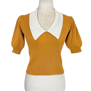 Knit Mix caramel ribbed knit sweater